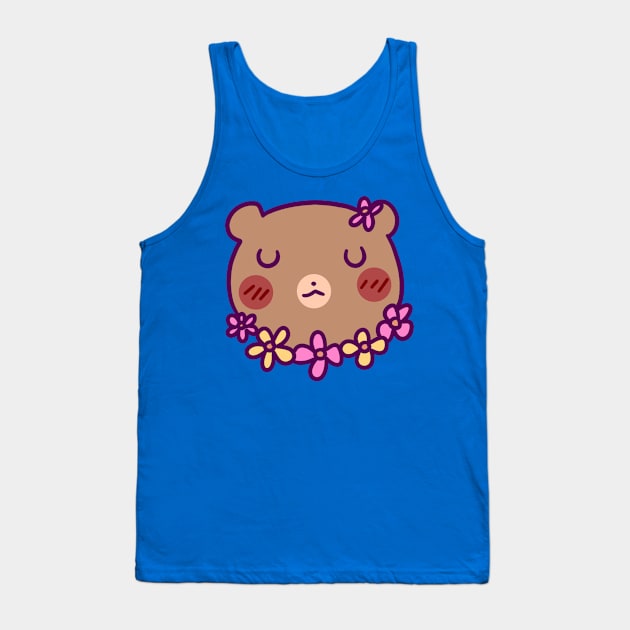 Flower Bear Face Tank Top by saradaboru